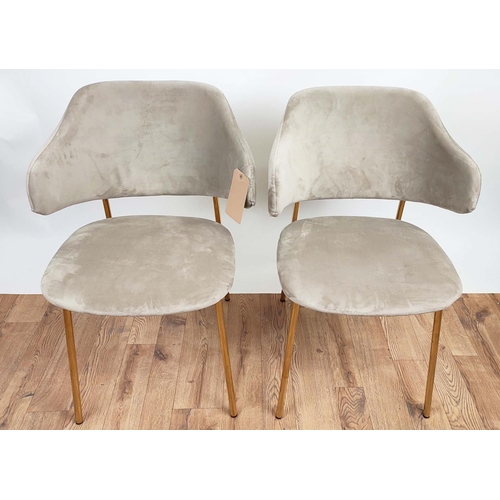 323 - SIDE CHAIRS, a pair, 83cm H approx, 1960's style design, neutral velvet upholstered. (2)