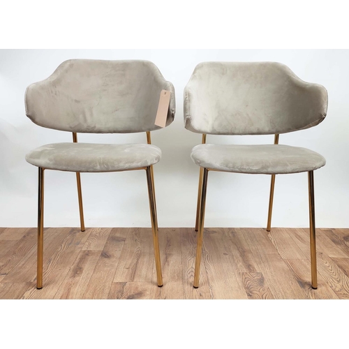 323 - SIDE CHAIRS, a pair, 83cm H approx, 1960's style design, neutral velvet upholstered. (2)