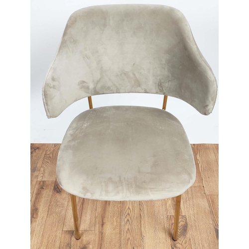 323 - SIDE CHAIRS, a pair, 83cm H approx, 1960's style design, neutral velvet upholstered. (2)