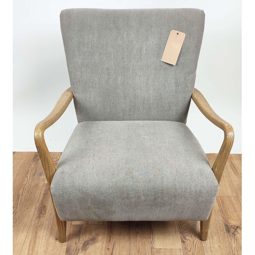 325 - LOUNGE CHAIR, 1960's Danish style, grey fabric upholstered, 65cm W.