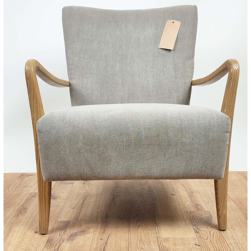 325 - LOUNGE CHAIR, 1960's Danish style, grey fabric upholstered, 65cm W.