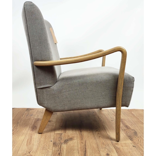 325 - LOUNGE CHAIR, 1960's Danish style, grey fabric upholstered, 65cm W.