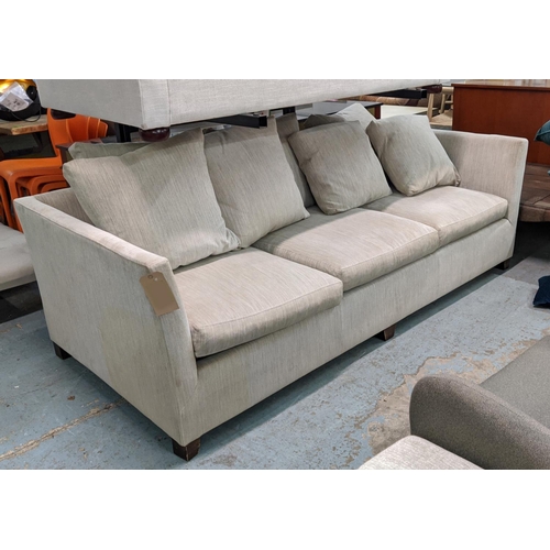 339 - SOFA, 71cm H x 100cm D x 227cm W, in a neutral Herringbone upholstery fabric.