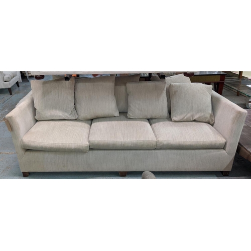 339 - SOFA, 71cm H x 100cm D x 227cm W, in a neutral Herringbone upholstery fabric.