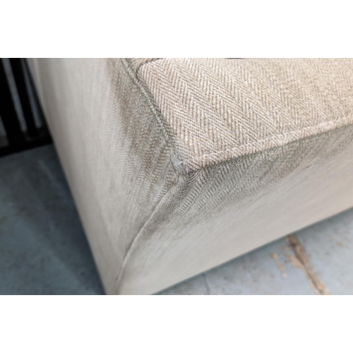 339 - SOFA, 71cm H x 100cm D x 227cm W, in a neutral Herringbone upholstery fabric.