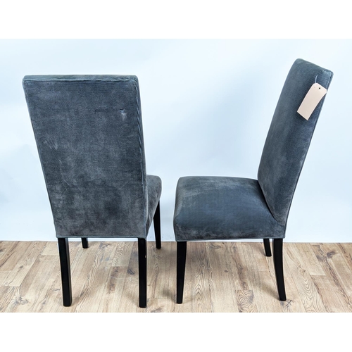 341 - DINING CHAIRS, a set of ten, each approx 111cm H X 50cm W, in a ribbed dark grey fabric upholstery. ... 