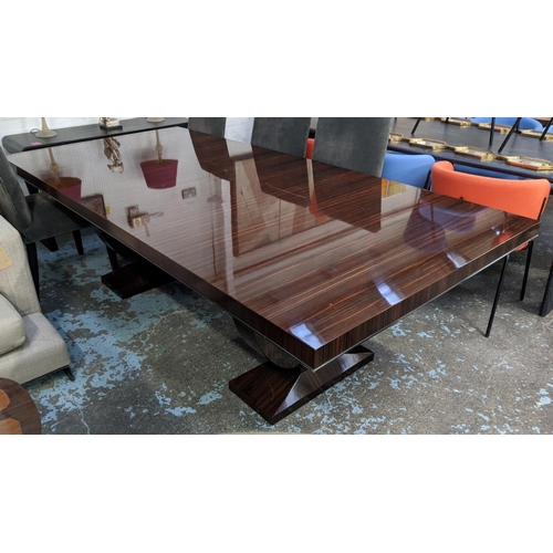 342 - DINING TABLE, 120cm D x 250cm L, of Art Deco style design.