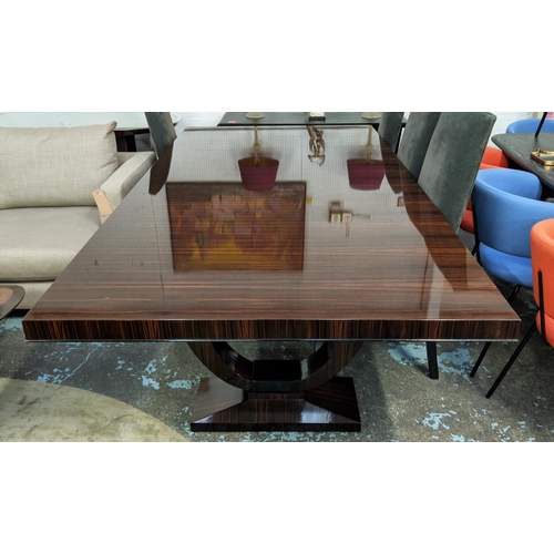 342 - DINING TABLE, 120cm D x 250cm L, of Art Deco style design.