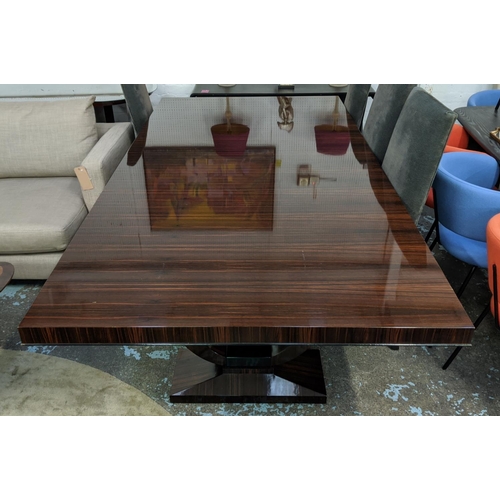 342 - DINING TABLE, 120cm D x 250cm L, of Art Deco style design.