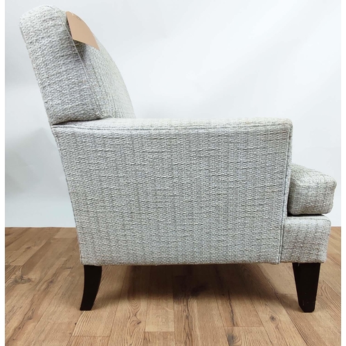 343 - ARMCHAIR BY MARIE CORNER , 75cm W x 88cm H, in a woven fabric.