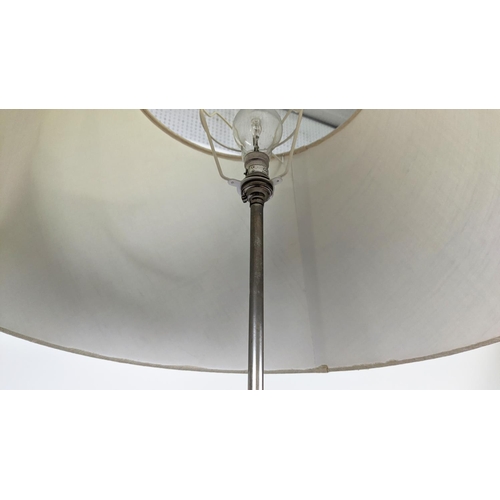 344 - TRIPOD FLOOR LAMP, approx 110cm H, polished metal folding and adjustable, with shade.