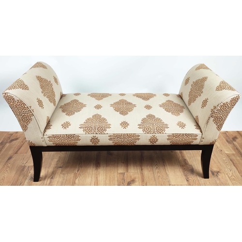 353 - WINDOW SEAT, 135cm W x 70cm H x 55cm D, with patterned fabric.