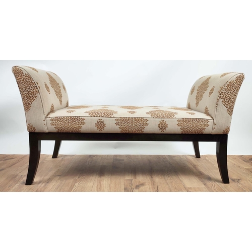 353 - WINDOW SEAT, 135cm W x 70cm H x 55cm D, with patterned fabric.