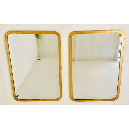 363 - WALL MIRRORS, 96cm high, 68cm wide, pair, gilt metal frames, (2)