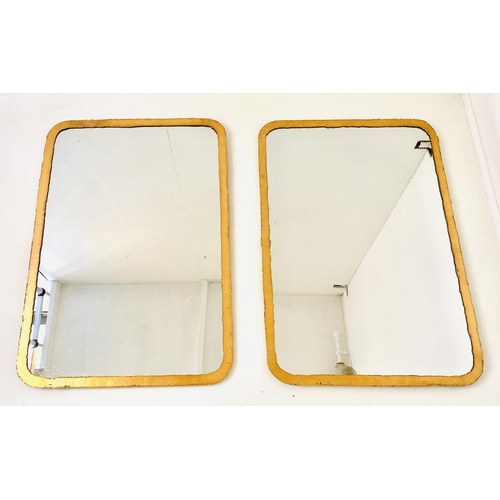 363 - WALL MIRRORS, 96cm high, 68cm wide, pair, gilt metal frames, (2)