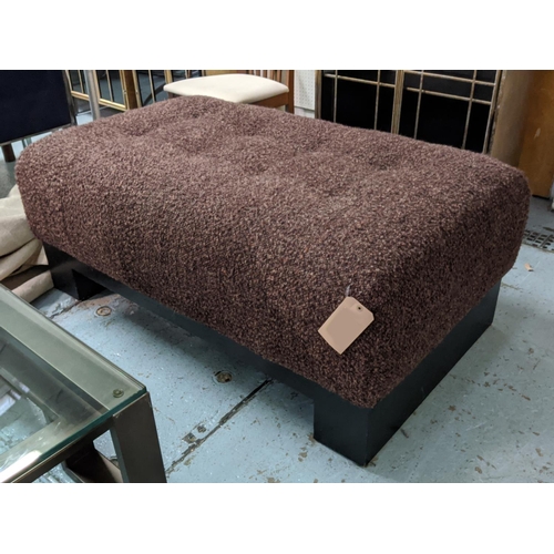 365 - OTTOMAN, 80cm D x 51cm H x 132cm, in a dark textured fabric.