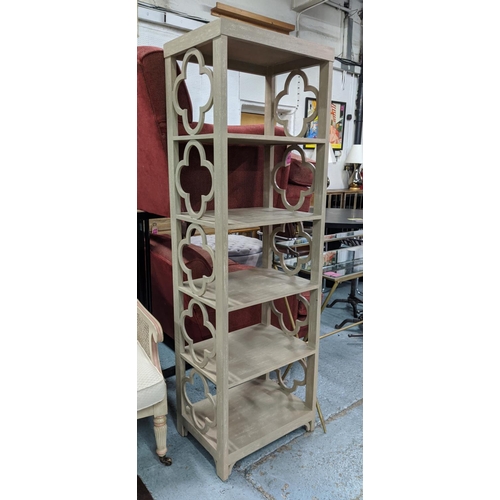 397 - OKA TALL SHELVES, 55cm W x 175cm H x40cm D, in a paint wash finish.