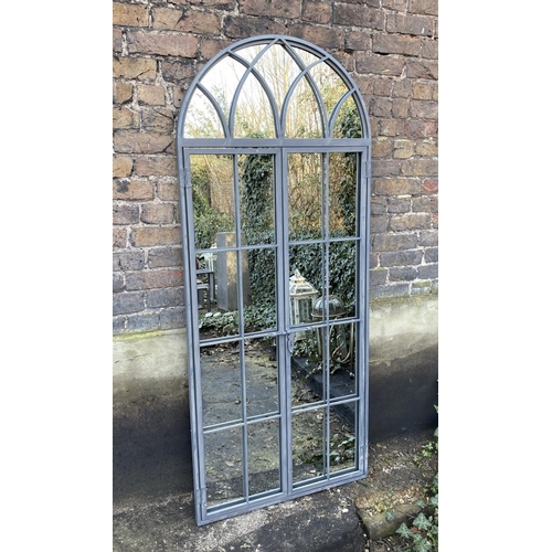 409 - ARCHITECTURAL WALL MIRROR, 180cm high, 75cm wide, Georgian style overlaid glazing bars, gated design... 