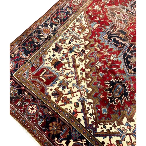 74 - VINTAGE PERSIAN HERIZ CARPET, 292cm x 214cm.