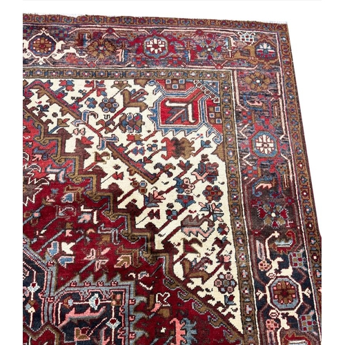 74 - VINTAGE PERSIAN HERIZ CARPET, 292cm x 214cm.