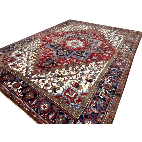 74 - VINTAGE PERSIAN HERIZ CARPET, 292cm x 214cm.