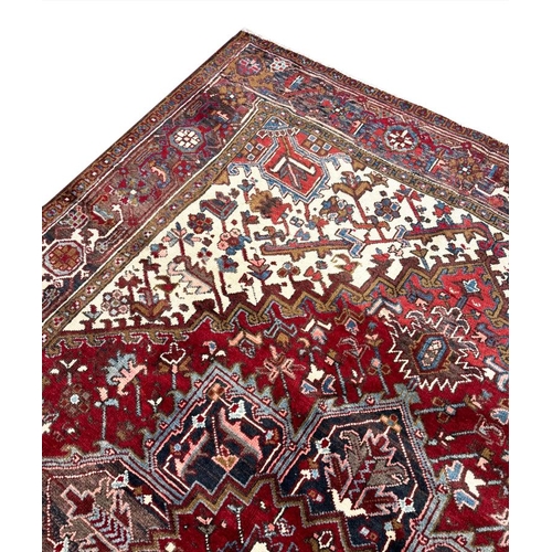 74 - VINTAGE PERSIAN HERIZ CARPET, 292cm x 214cm.