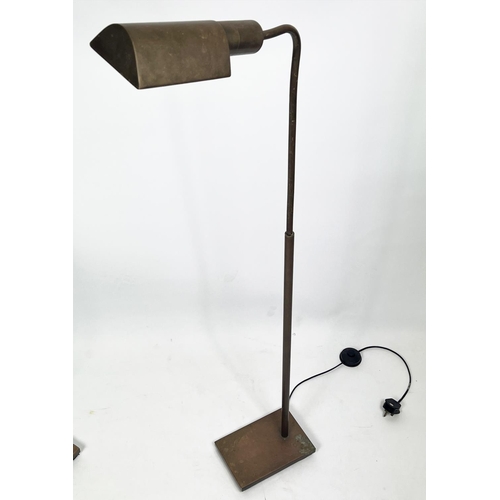 89 - ARTEMIS DESIGN READING LAMPS, a pair, antique brass finish, 128cm H. (2)