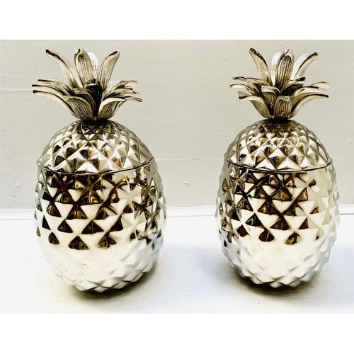 430 - ICE BUCKETS, a pair, in the form of pineapples, polished metal, 33cm H approx. (2)