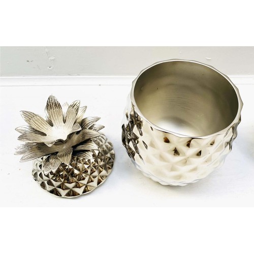 430 - ICE BUCKETS, a pair, in the form of pineapples, polished metal, 33cm H approx. (2)