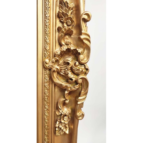 378 - WALL MIRROR, Continental style, gilt frame, bevelled plate, 184cm high, 120cm wide