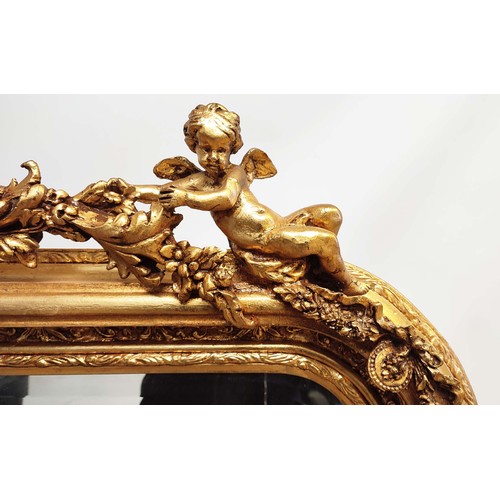 379 - WALL MIRROR, Belle Époque style, gilt frame, bevelled plate, 161cm high, 140cm wide