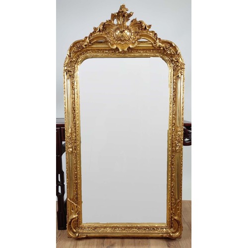 380 - WALL MIRROR, Belle Époque style, gilt frame, bevelled plate. 157cm high, 83cm wide