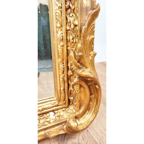 380 - WALL MIRROR, Belle Époque style, gilt frame, bevelled plate. 157cm high, 83cm wide