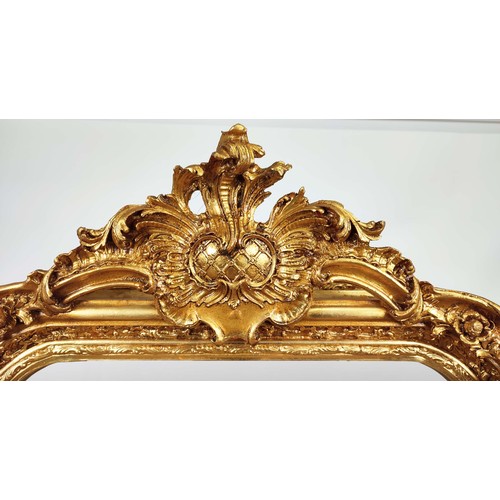 380 - WALL MIRROR, Belle Époque style, gilt frame, bevelled plate. 157cm high, 83cm wide