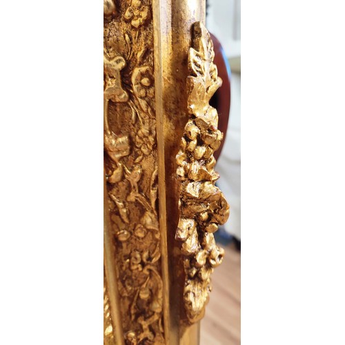 380 - WALL MIRROR, Belle Époque style, gilt frame, bevelled plate. 157cm high, 83cm wide