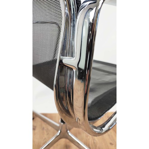 394 - AFTER CHARLES AND RAY EAMES ALUMINIUM GROUP STYLE CHAIR, 83cm H.