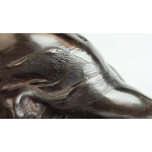 20 - A BRONZE SCULPTURE OF A RECLINING NUDE, inscribed 'Rossi' (designed by), 55cm H x 60cm W x 20cm D.