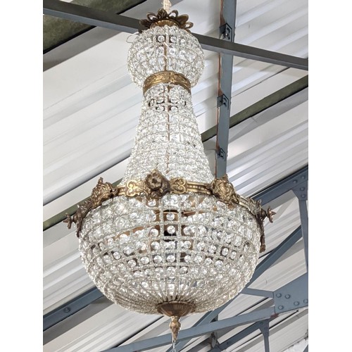 395 - BAG CHANDELIERS, 75cm tall, a pair, Empire style design. (2)