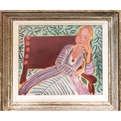 50 - HENRI MATISSE, Jeune femme assise jaune, off set lithograph, signed in the plate, French vintage fra... 