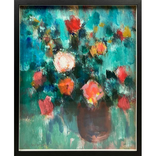 24 - KYRIL PEPINSKY, 'Still lifes with flowers', oil on board, 55cm x 45cm, framed. (2)