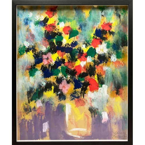 24 - KYRIL PEPINSKY, 'Still lifes with flowers', oil on board, 55cm x 45cm, framed. (2)