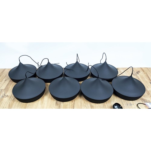 348 - CEILING PENDANT LIGHTS, a set of eight, contemporary design, 35cm diam. approx. each. (8)