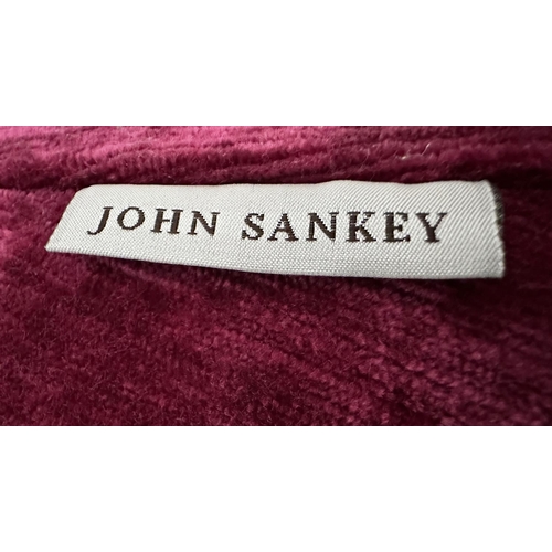 364 - JOHN SANKEY ARMCHAIR, claret red velvet chenille upholstered with buttoned and channeled back and sh... 