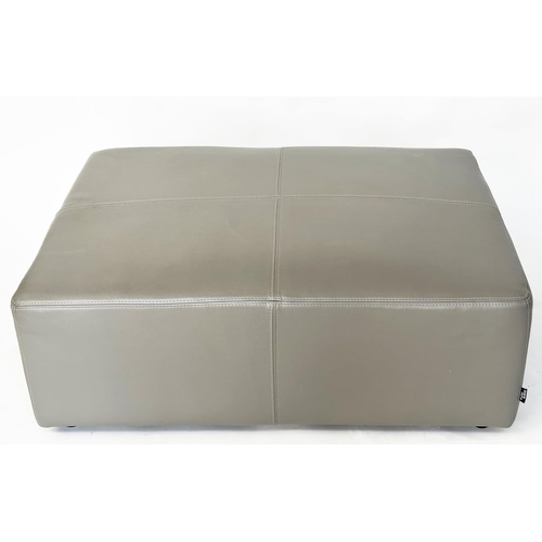 136 - CENTRE STOOL BY DITRE ITALIA, Italian, stitched grey leather, 105cm x 80cm x 41cm H.