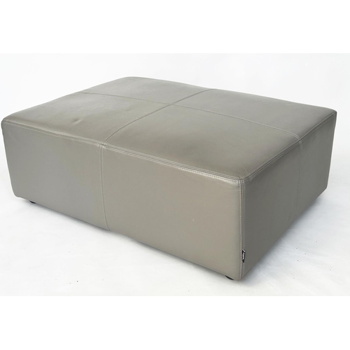 136 - CENTRE STOOL BY DITRE ITALIA, Italian, stitched grey leather, 105cm x 80cm x 41cm H.