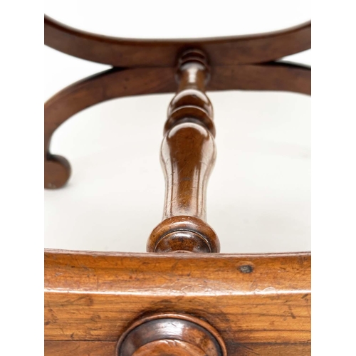 102 - KELIM HEARTH STOOL, 19th century walnut square with X frame carved support and Jajim Kelim (South We... 