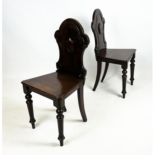 134 - HALL CHAIRS, a pair, Victorian mahogany, 84cm H x 42cm W. (2)