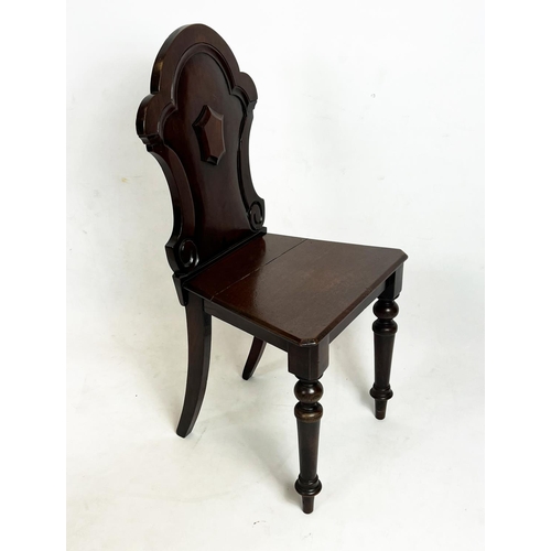 134 - HALL CHAIRS, a pair, Victorian mahogany, 84cm H x 42cm W. (2)