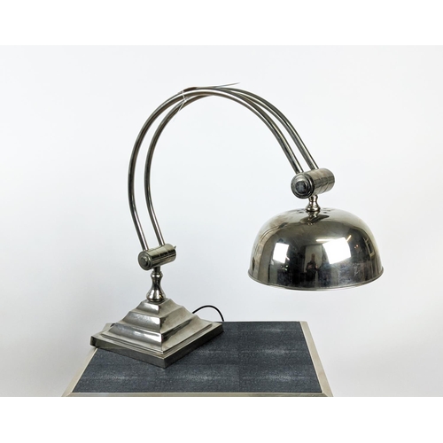 325 - DESK LAMP, 65cm tall, polished metal.