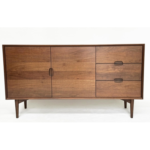 350 - SIDEBOARD, 1970s teak with two doors and three drawers all with recessed handles, 155cm W.